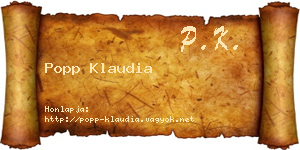 Popp Klaudia névjegykártya